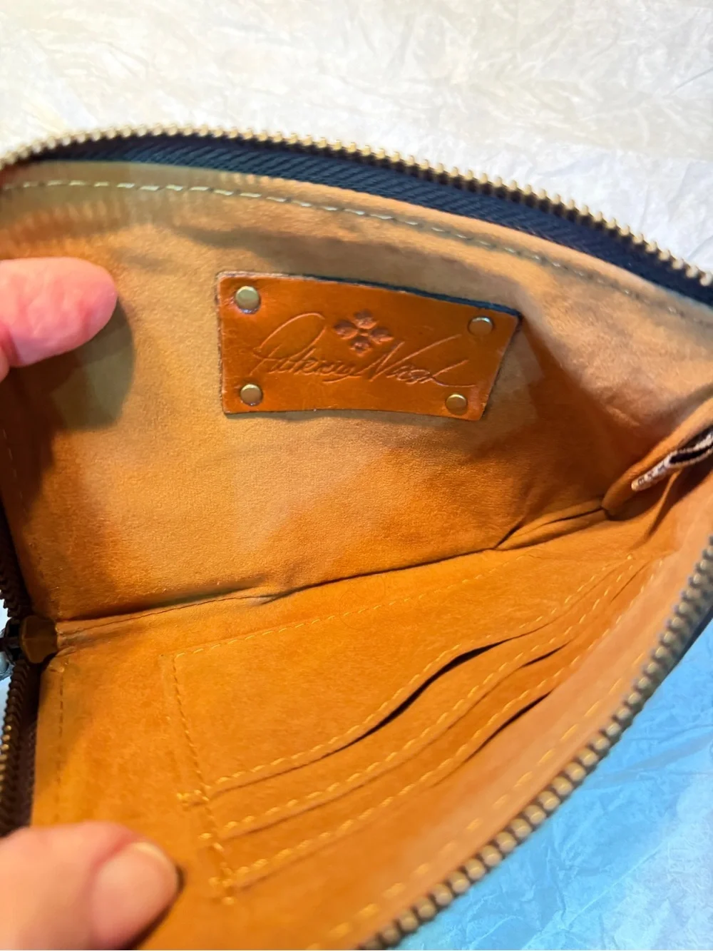 Patricia Nash Florence St. Croce zippered tooled leather wristlet